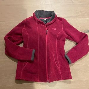 Raspberry zip up north face fleece jacket